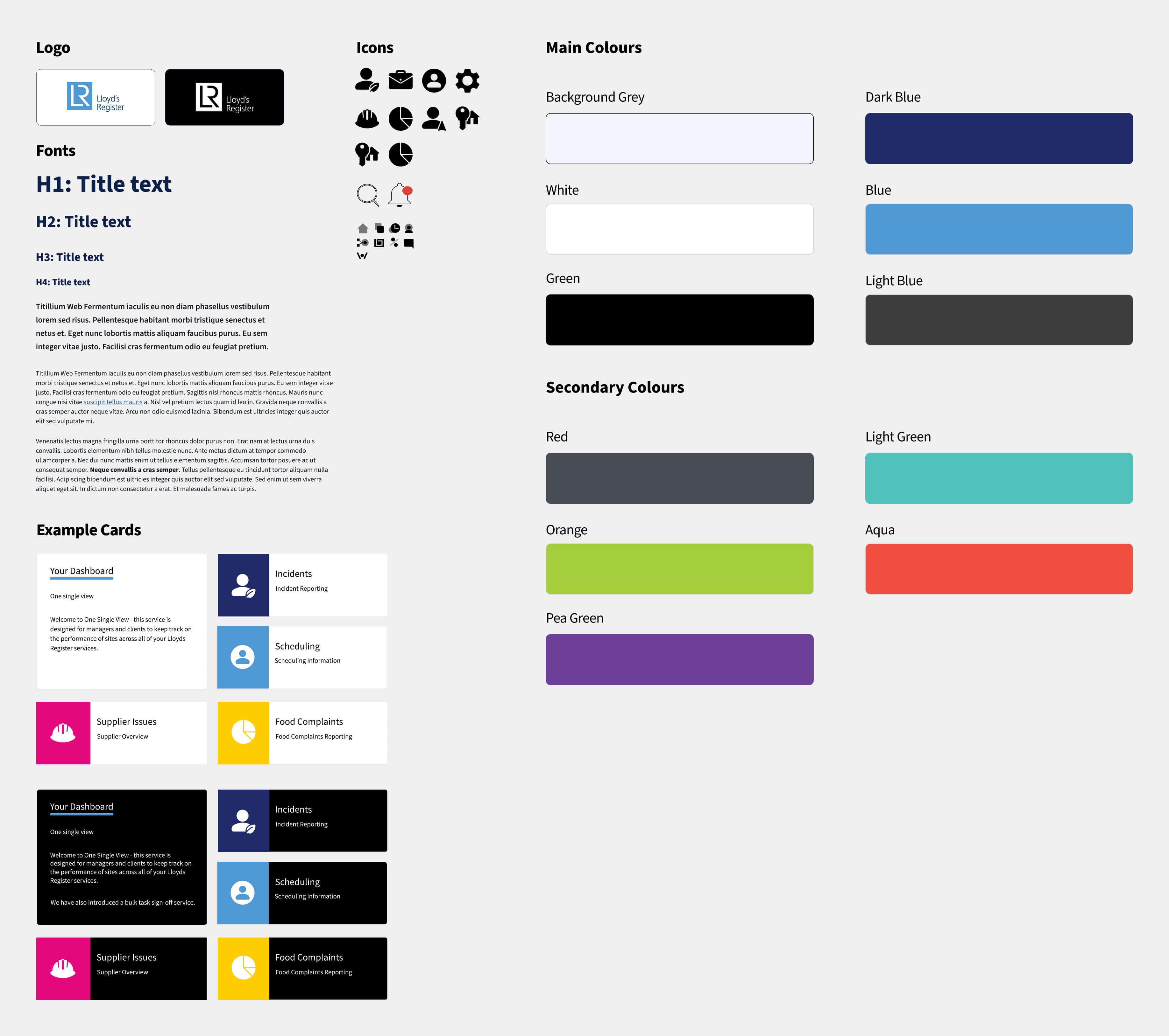 Lloyd’s Register product style guide showing interface colours and components