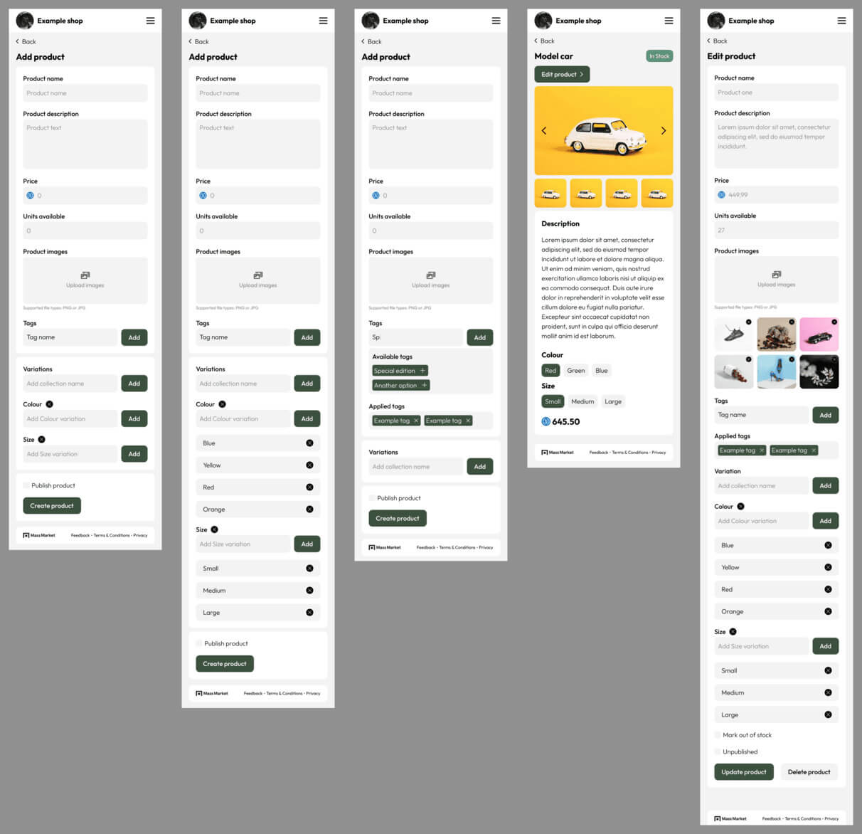Mass Market mobile prototype screen 3
