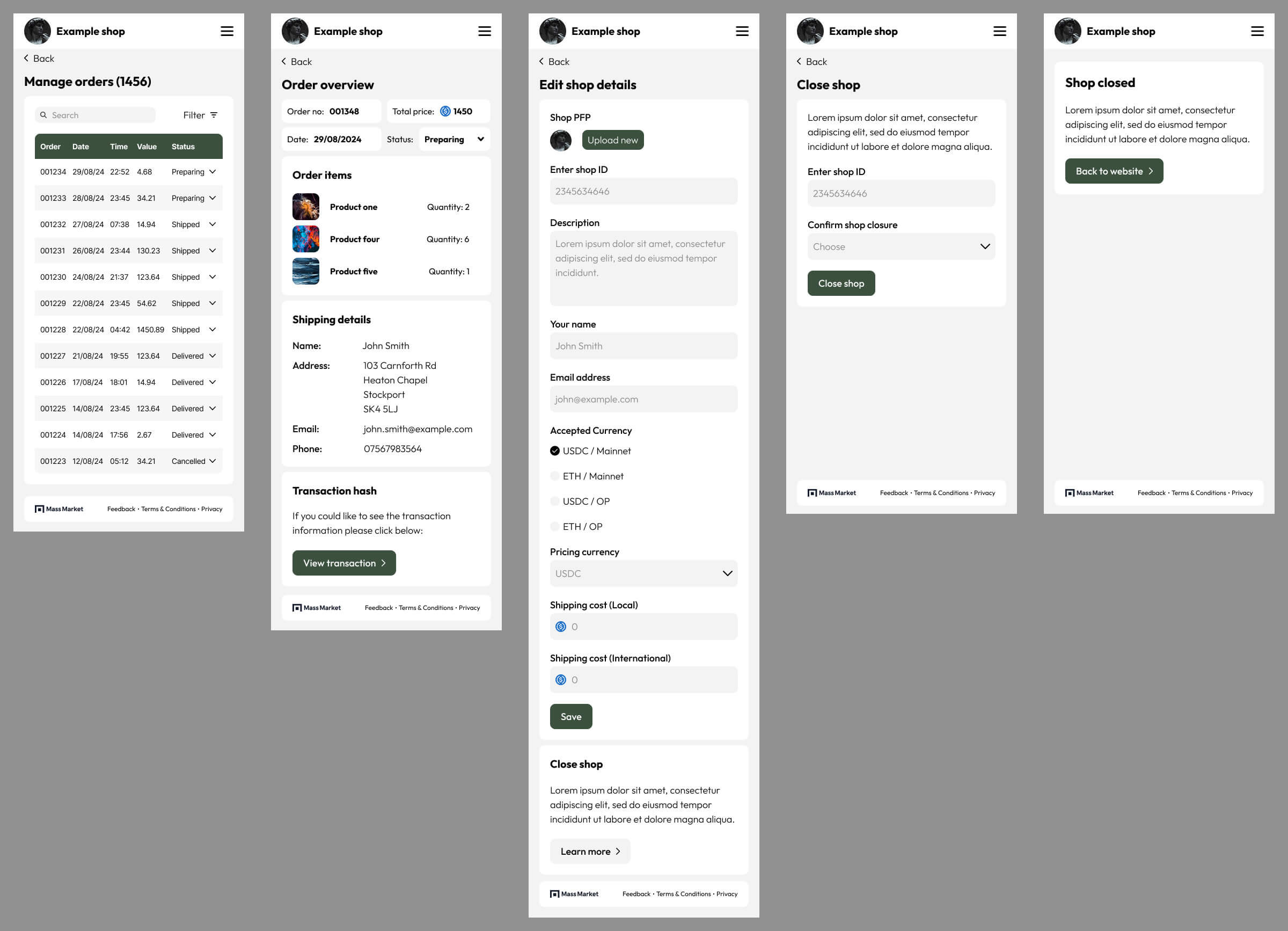 Mass Market mobile prototype screen 4