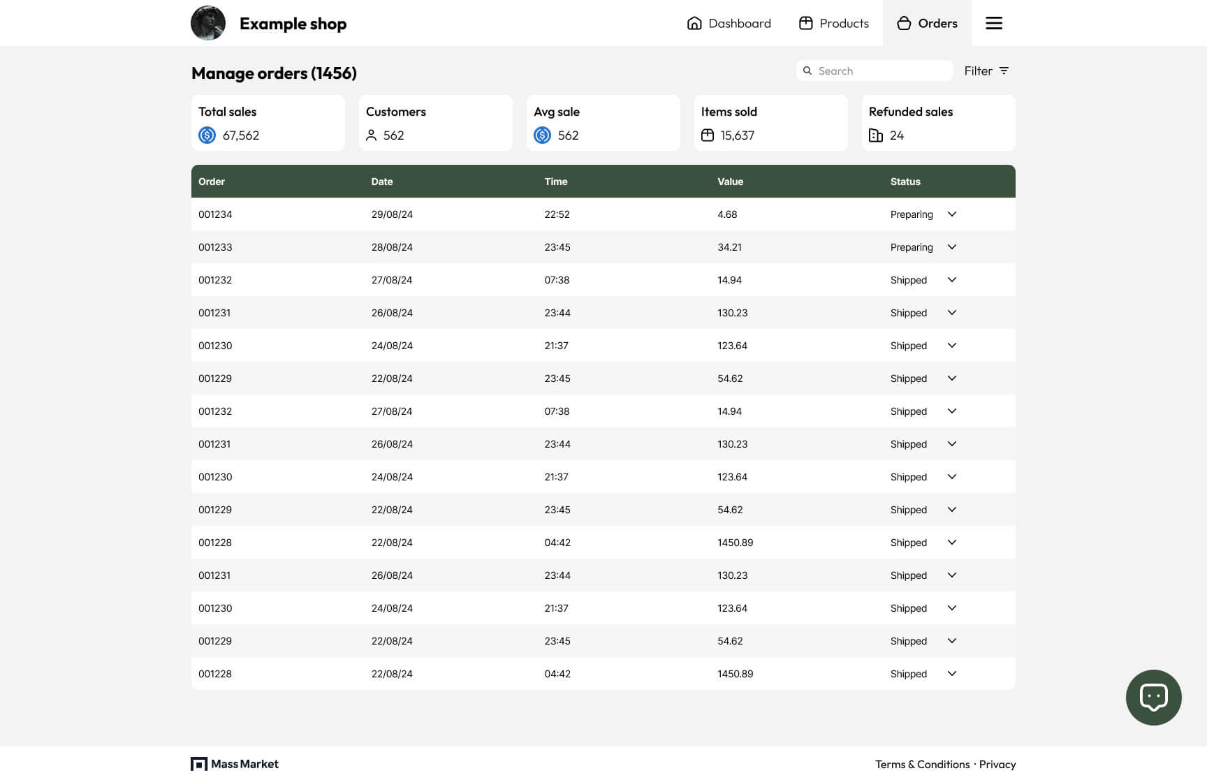 Mass Market mobile prototype screen 6