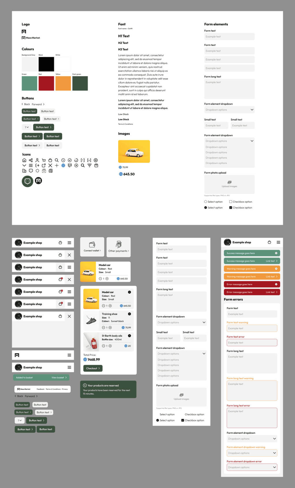 Mass Market mobile component library and interface patterns