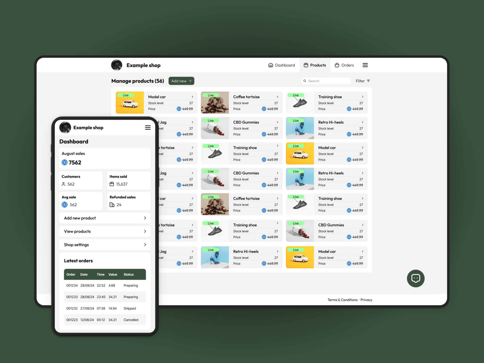 Mass Market storefront and seller tools across desktop and mobile